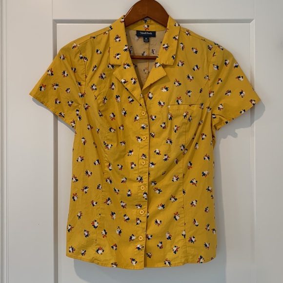 ModCloth Yellow Daytime Dynamo Button Up Floral Button-Down - Picture 2 of 9
